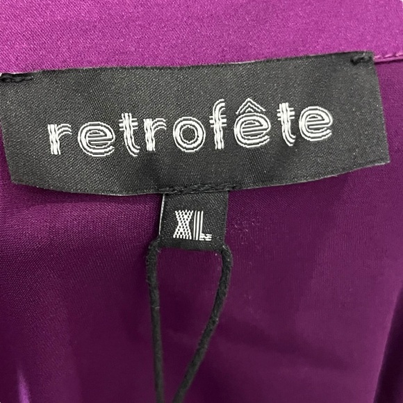 Retrofete NWT Scottie Dress Women’s Size XL Deep Purple Silk Satin Dolman Sleeve - Picture 8 of 11